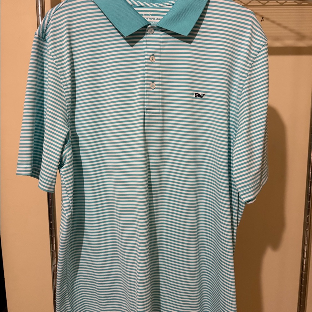 Vineyard Vines Aqua Striped Polo Shirt
